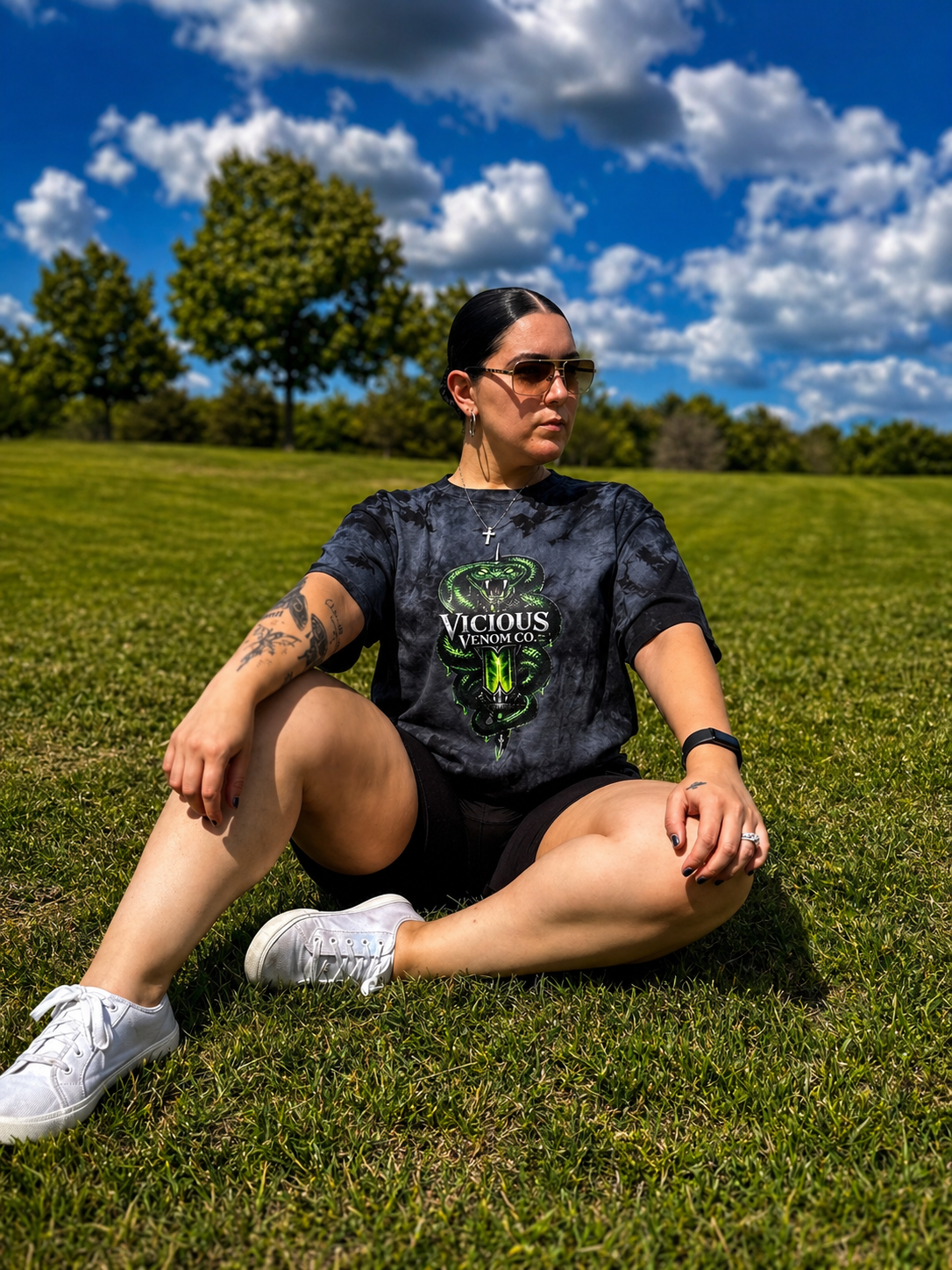 Vicious Venom Logo Tie-Dye Tee – Black Unisex