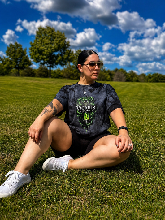 Vicious Venom Logo Tie-Dye Tee – Black Unisex