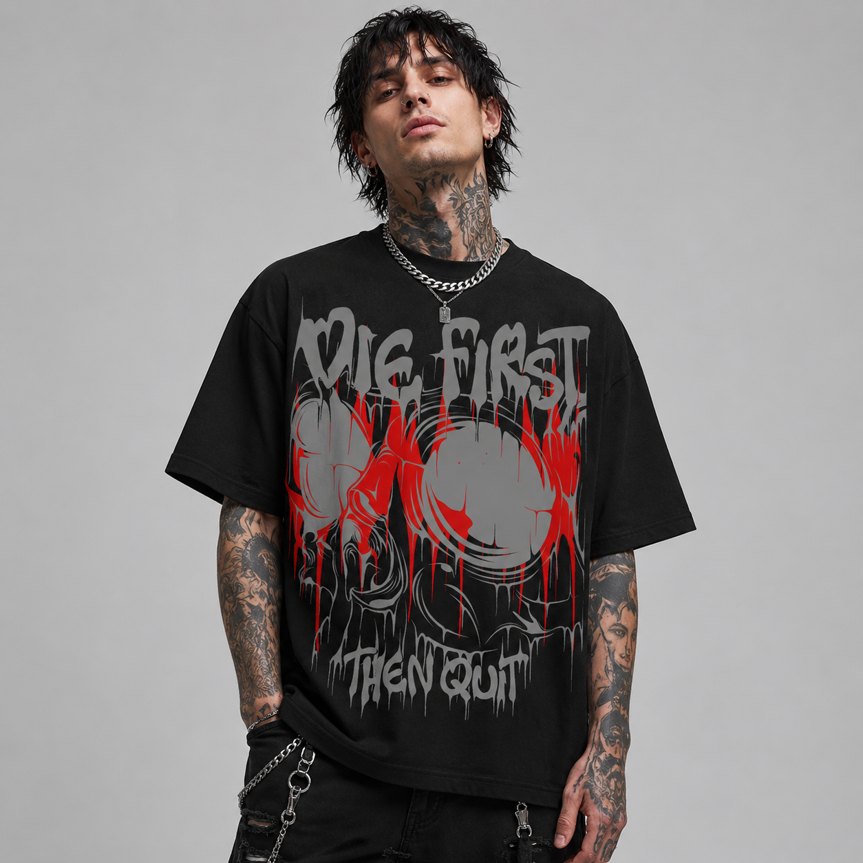 Unisex D*e First Then Quit Graphic Tee