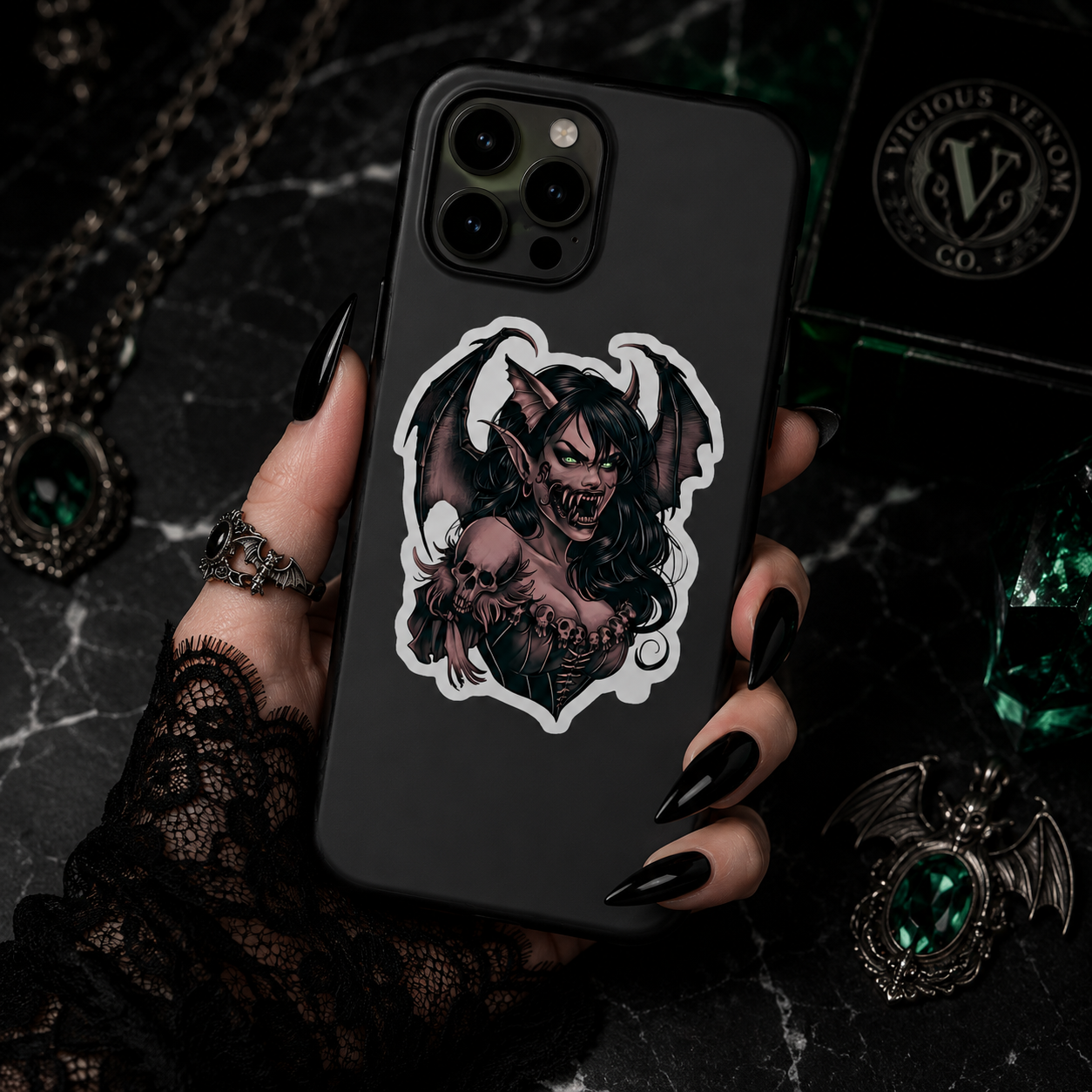 Goth Demon Girl Vinyl Sticker
