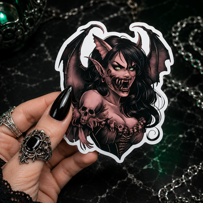 Goth Demon Girl Vinyl Sticker