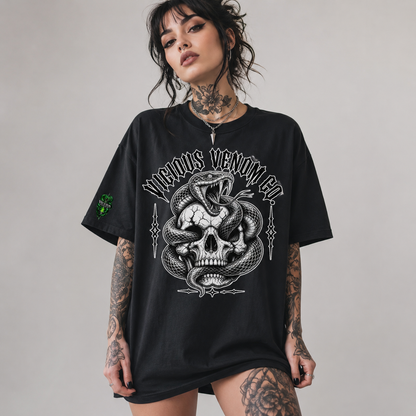 Unisex Vicious Venom Skull Snake Graphic Tee