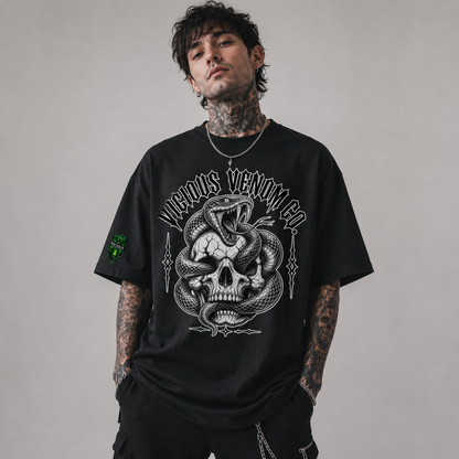 Unisex Vicious Venom Skull Snake Graphic Tee