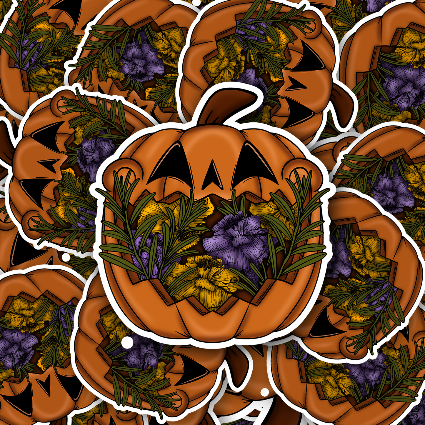 Floral Pumpkin Sticker