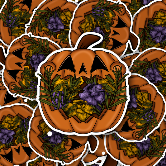 Floral Pumpkin Sticker