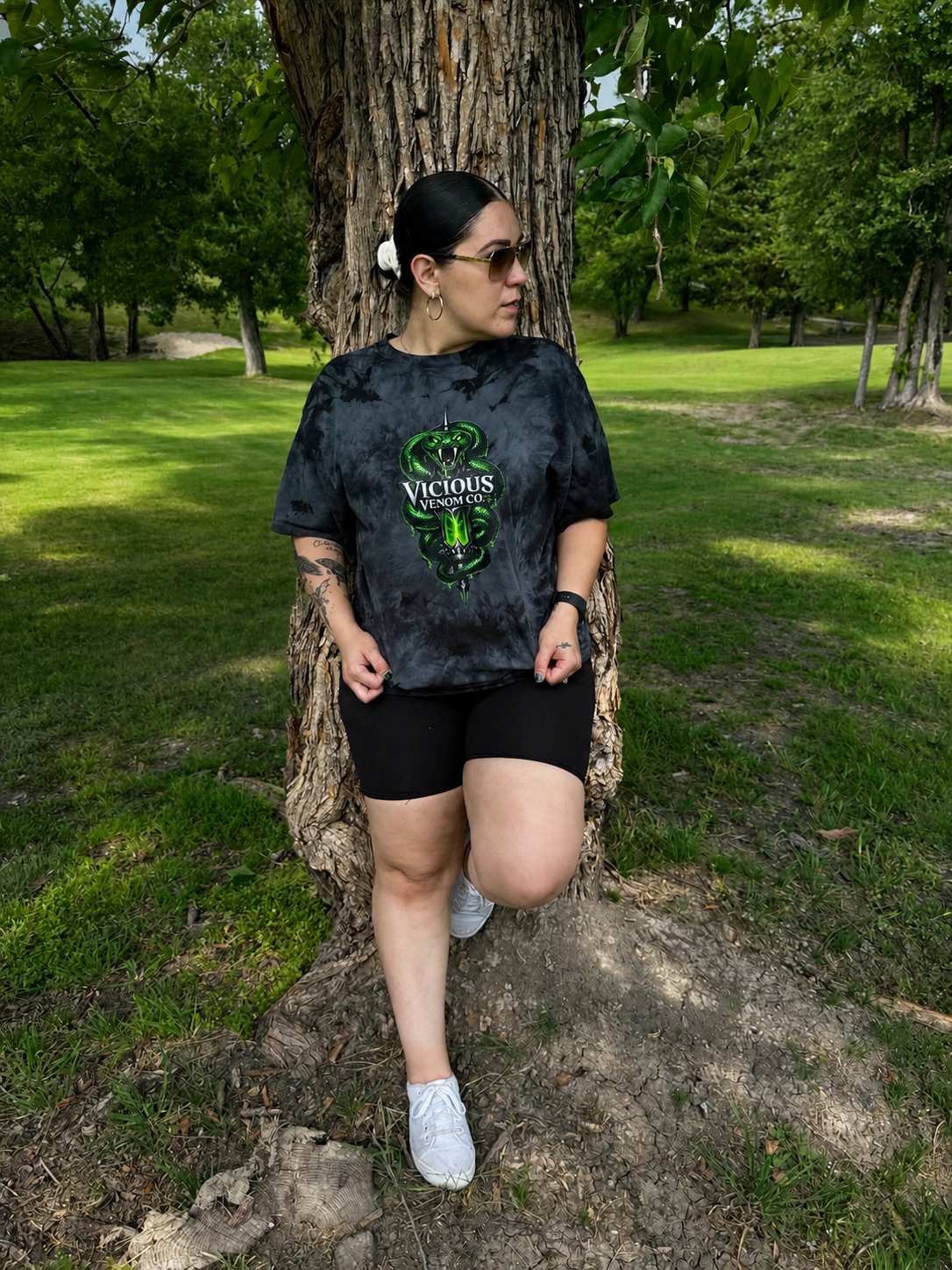 Vicious Venom Logo Tie-Dye Tee – Black Unisex