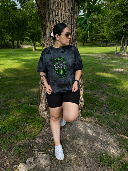 Vicious Venom Logo Tie-Dye Tee – Black Unisex