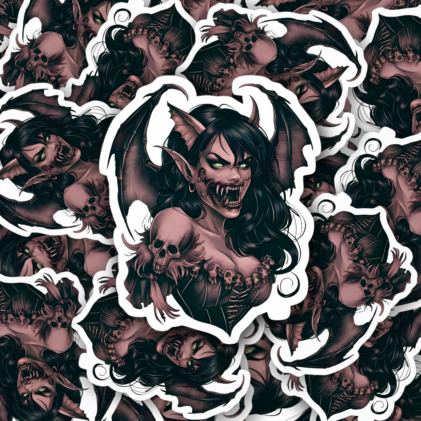 Goth Demon Girl Vinyl Sticker
