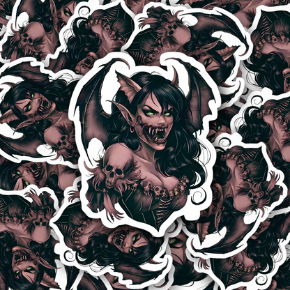 Goth Demon Girl Vinyl Sticker