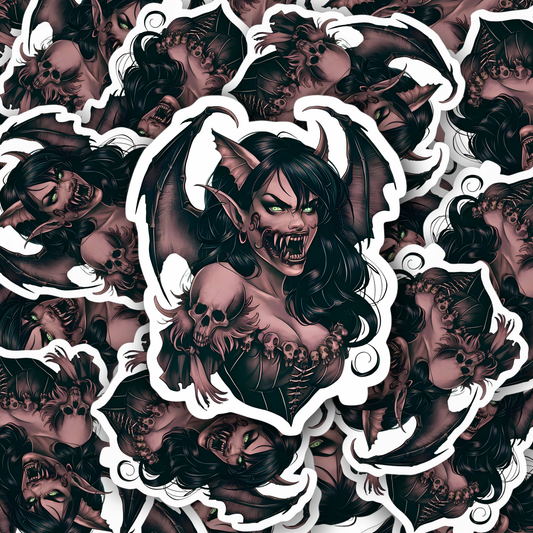 Goth Demon Girl Vinyl Sticker