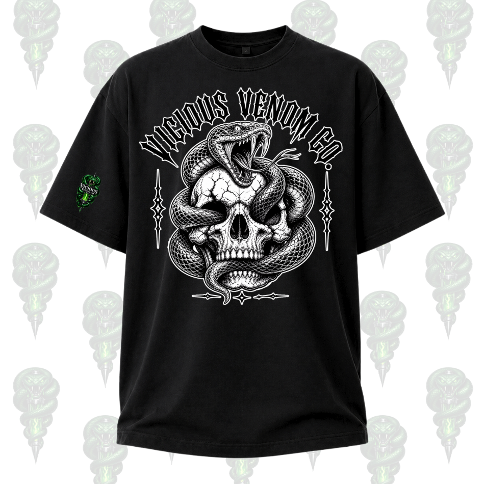 Unisex Vicious Venom Skull Snake Graphic Tee