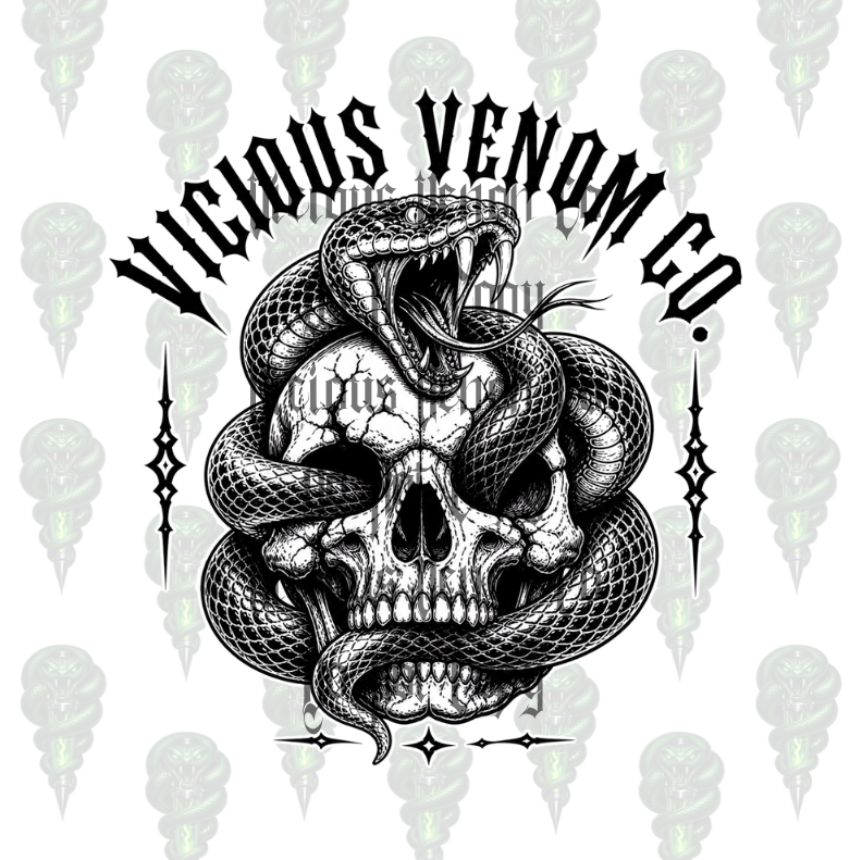 Unisex Vicious Venom Skull Snake Graphic Tee