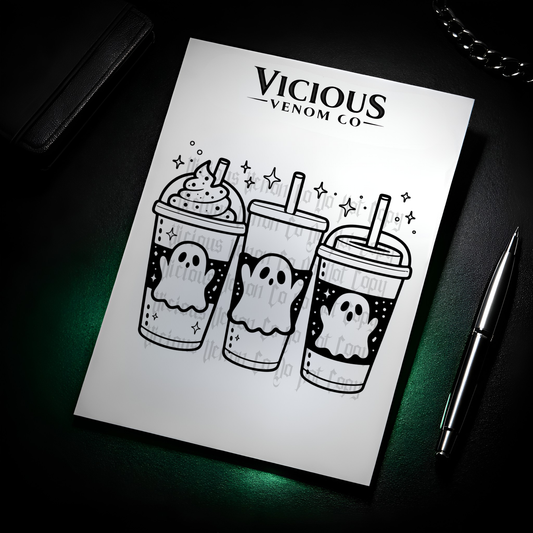 Ghost Coffee Coloring Page – Spooky Cute Print