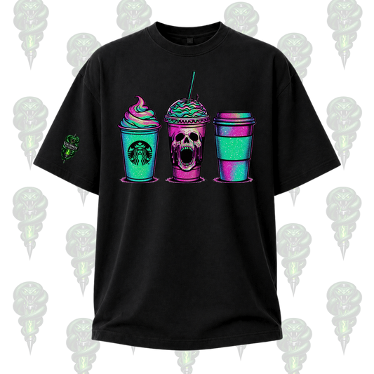 Vicious Venom Neon Skull Coffee Graphic Tee